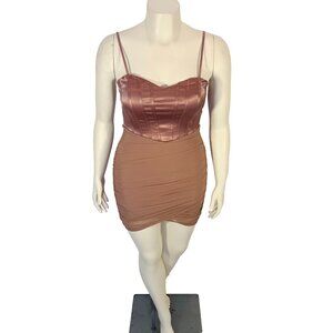 Papaya Dress Womens Juniors Size M NWT Corset Top Bodycon Satin Ruched Sides